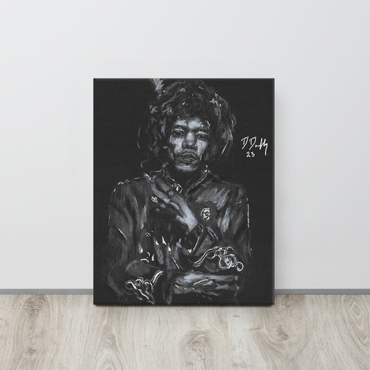 "jimi Hendrix" "DDuffy" 16"x 20" Canvas "CatsAndThatMate"