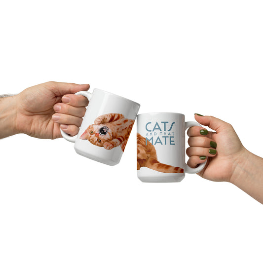 "Official CatsAndThatMate" 15oz large White glossy mug